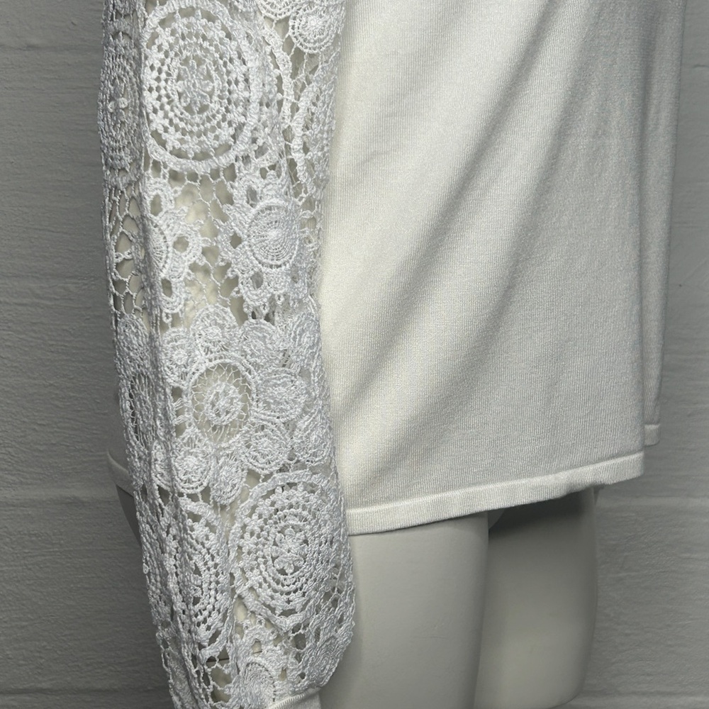 Belldini Top Off White / White Lace Long Sleeve Women's XL New - Picture 16 of 16